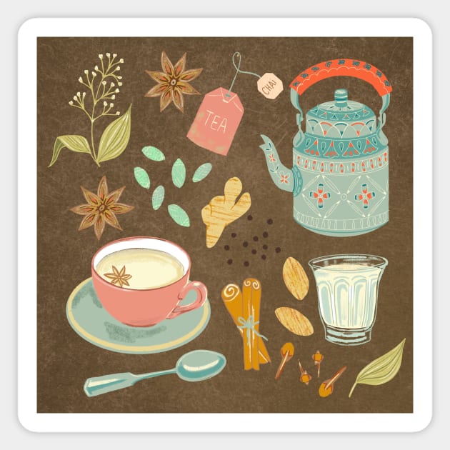 Chai tea Illustration Sticker by Papergrape